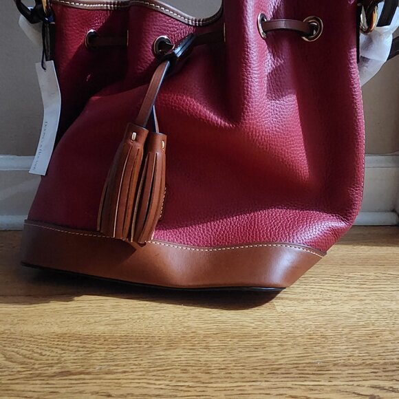 Red Leather Draw String bag - Picture 2 of 3